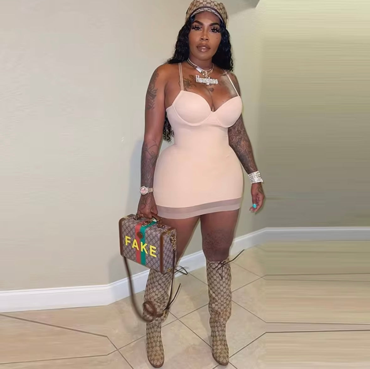 “Mischievous” Nude Dress