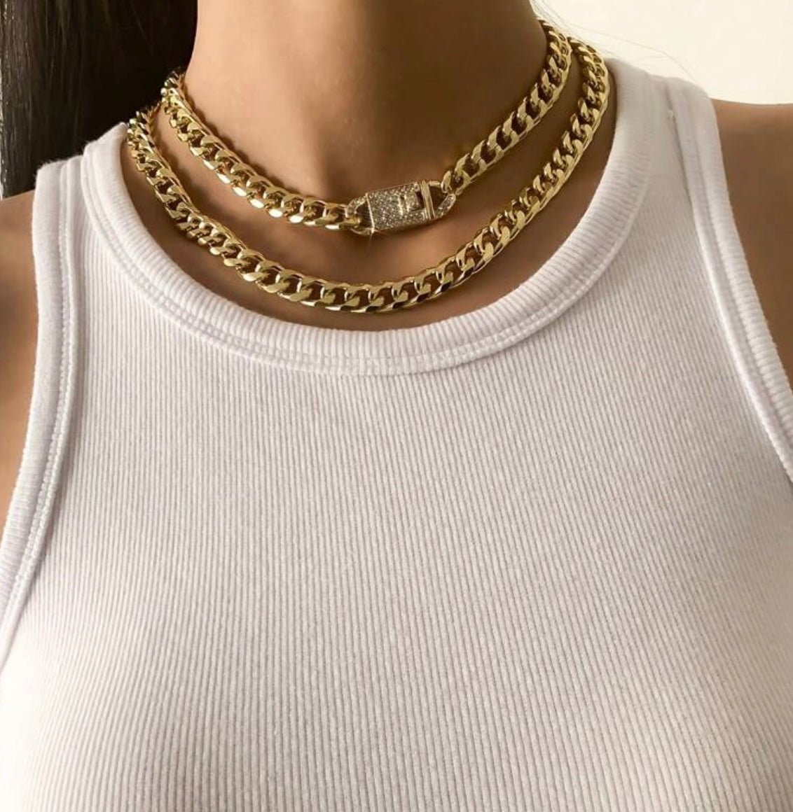 “Layered Cuban” Gold Necklace