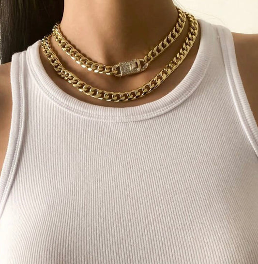 “Layered Cuban” Gold Necklace