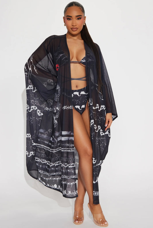 “Water Waves” Black 3 Piece Swimsuit