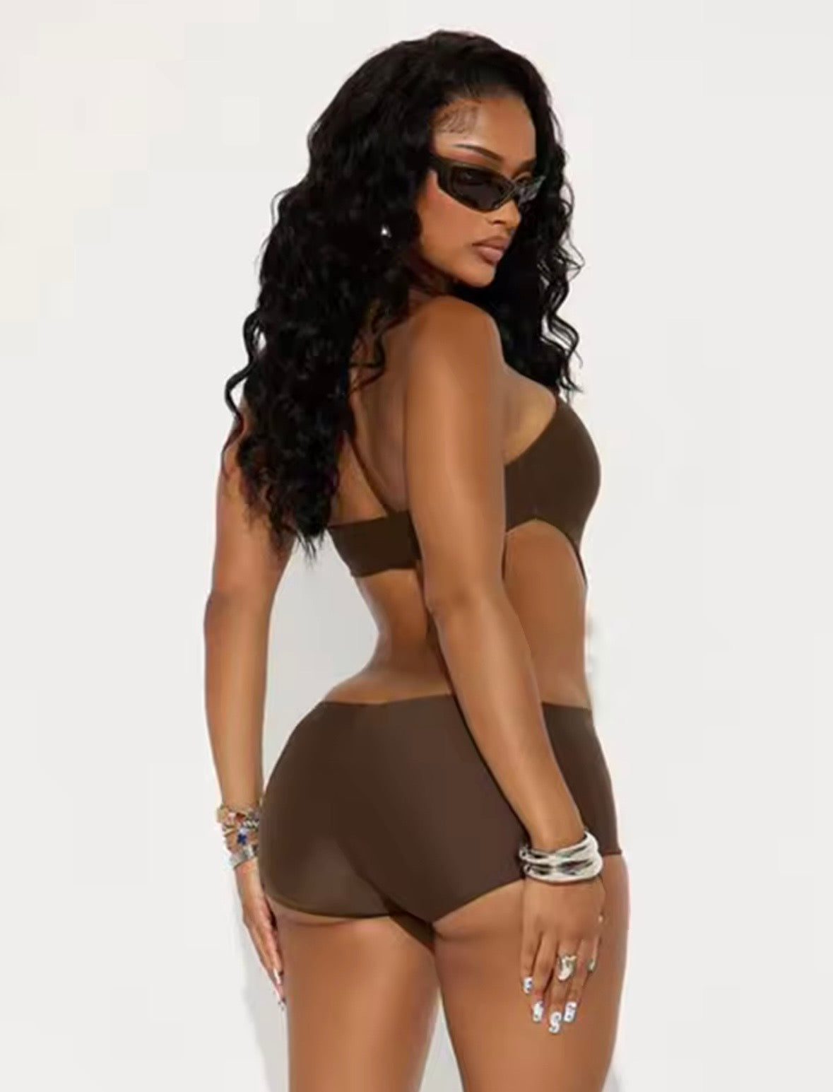 “Feeling Myself” Brown Romper