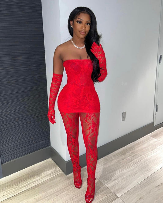 “London Lace 2.0” Red 3 Piece Set