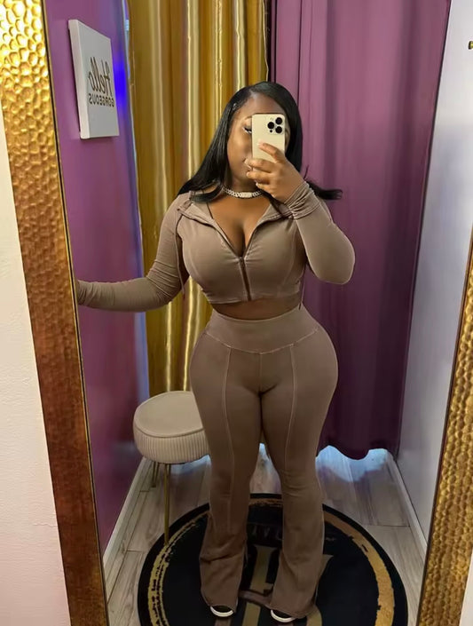 “Track Me Down” Brown 2 Piece Set