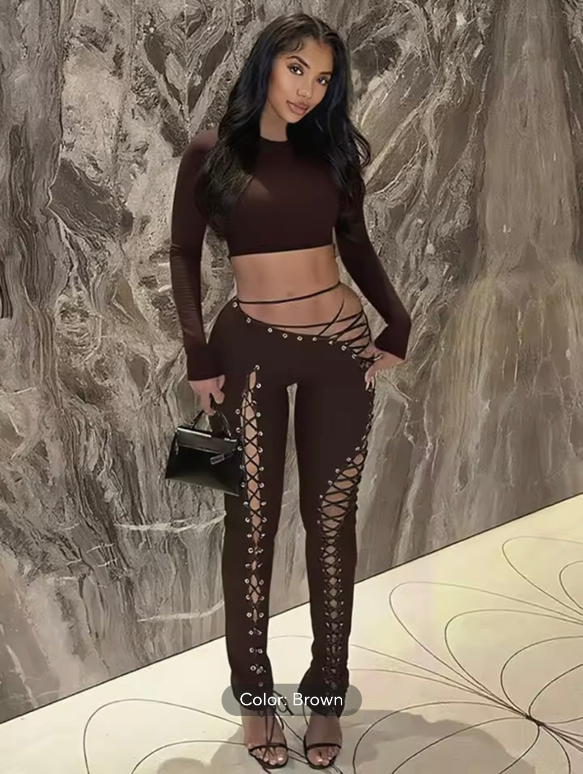 “String Him Along” Black 2 Piece Set