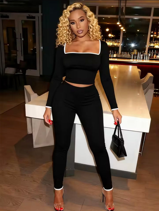 “Curve Line” Black 2 Piece Set