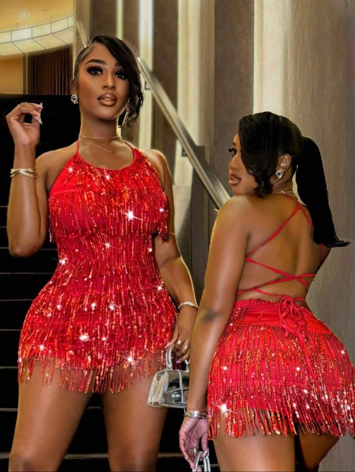 “Red Shimmer” Red Romper
