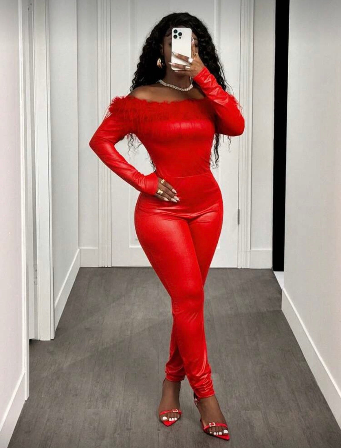 “Fiery Furr” Red Jumpsuit