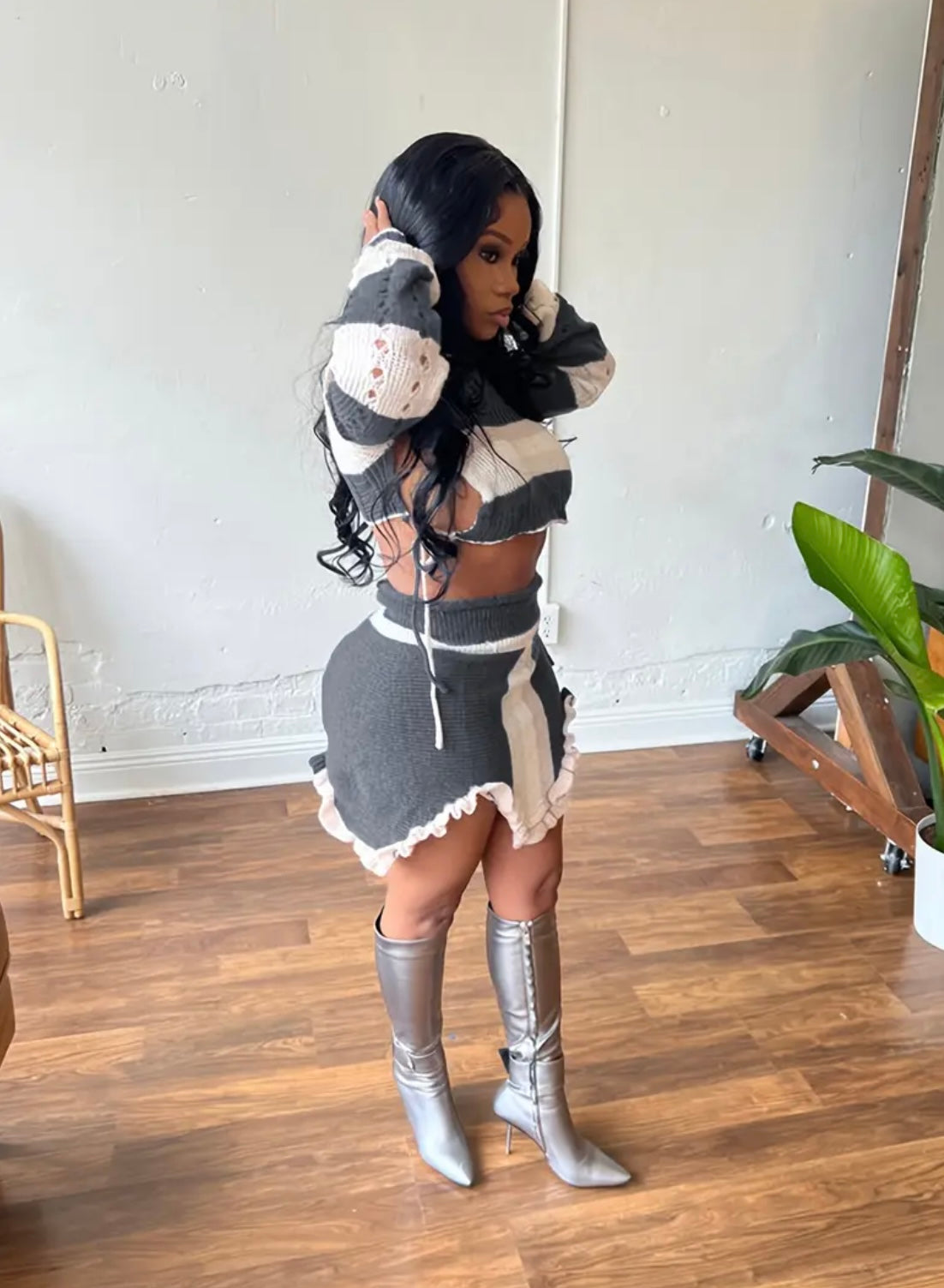 “Nyomi knit” Grey 2 Piece Set
