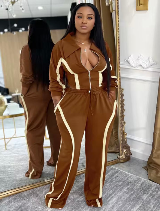“On The Town” Brown 2 Piece Set