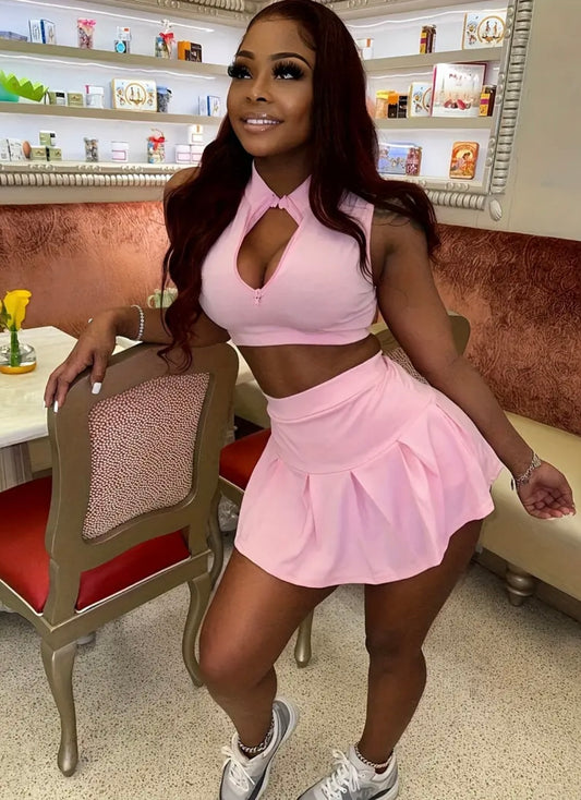 “Tiana” Pink Tennis Skort Set