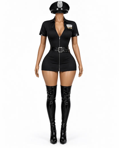 “Ms. Officer” Black 3 Piece Romper Set