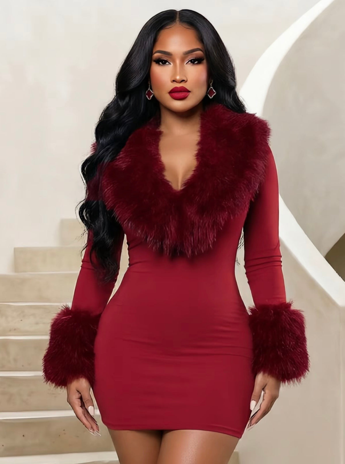 “Illuminati Furr” Black Dress