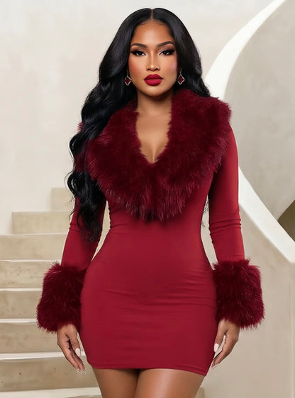 “Illuminati Furr” Black Dress