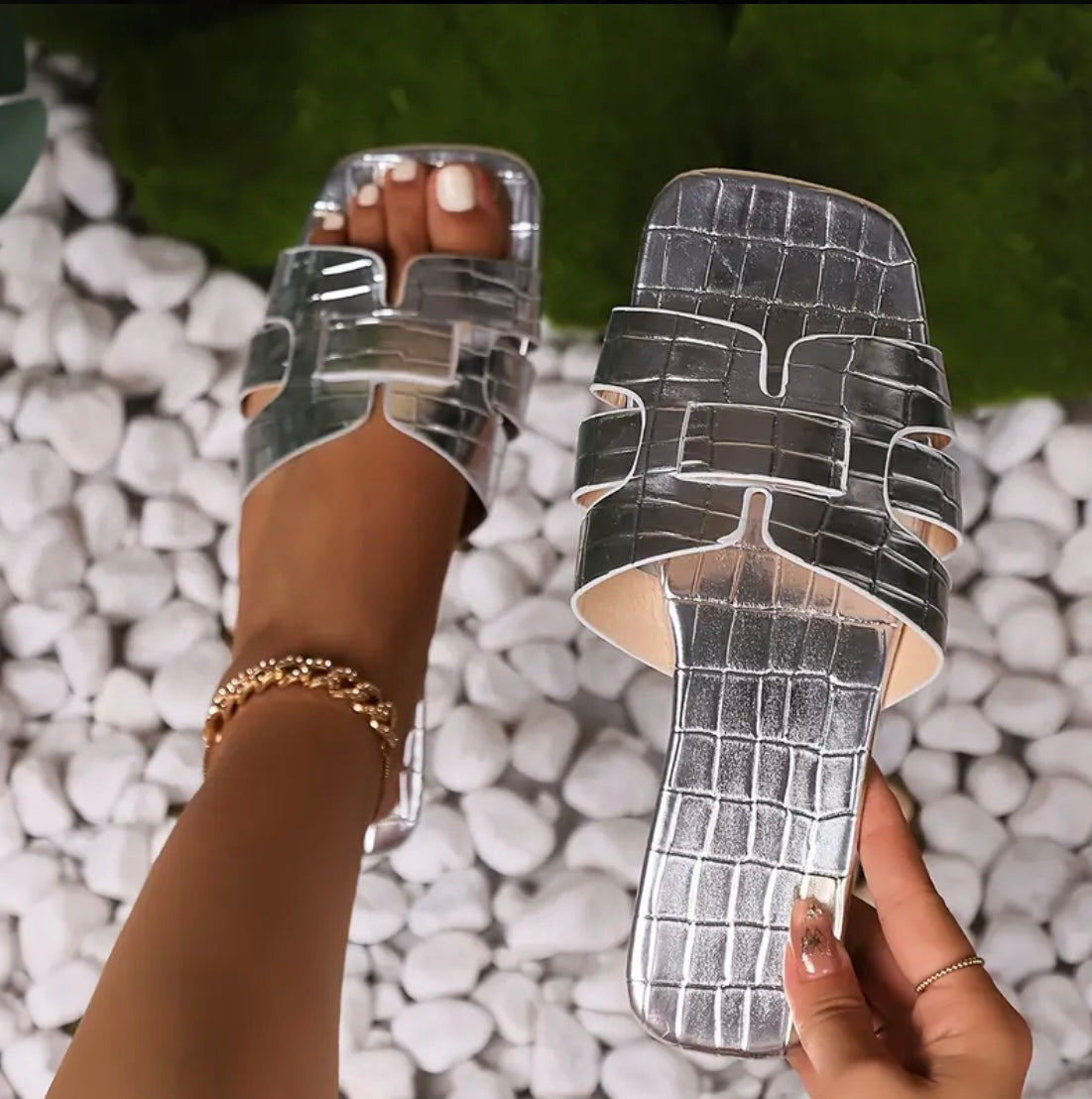 “imani” Silver Sandal