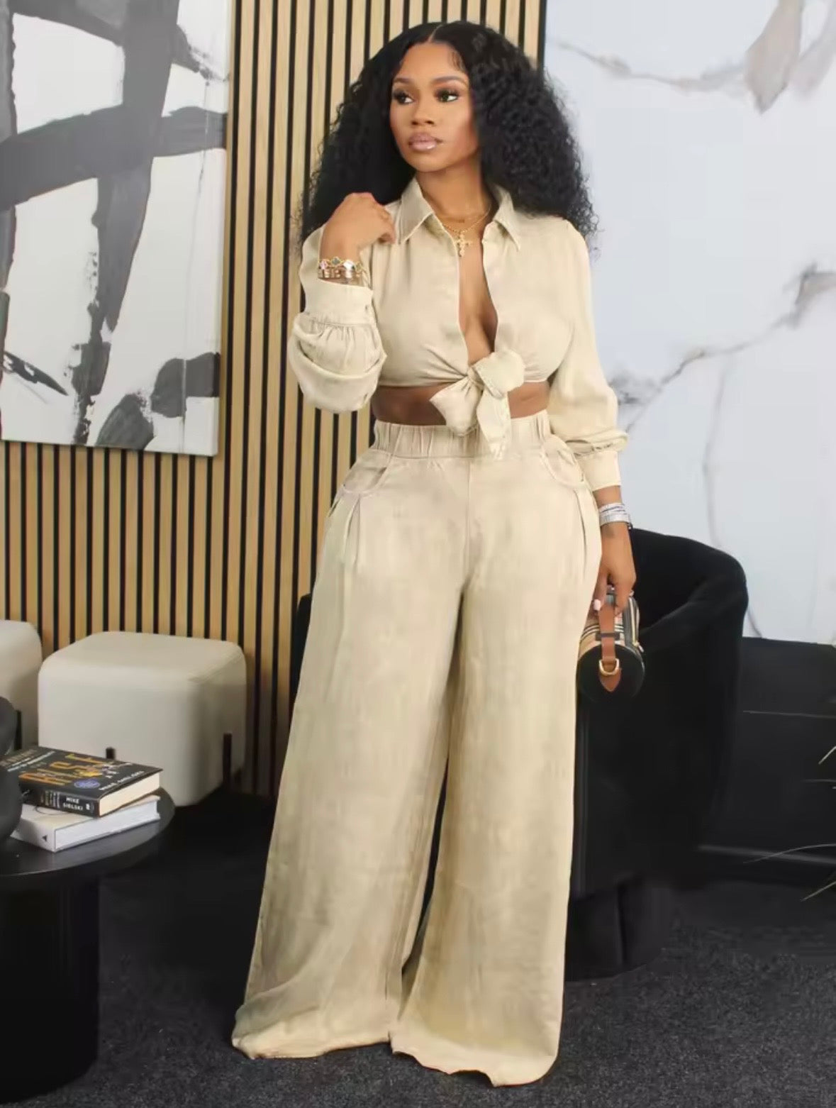 “Champagne Flow” Nude 2 Piece Set