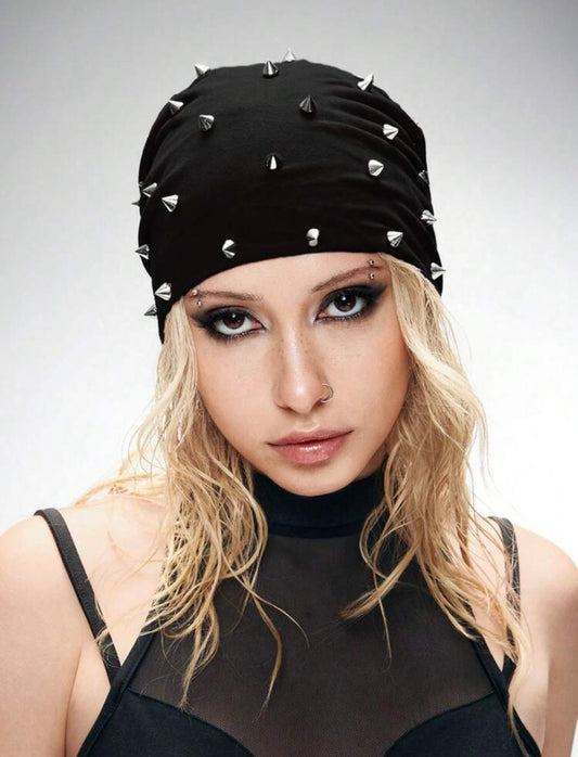 “Spiked” Black Biker Cap