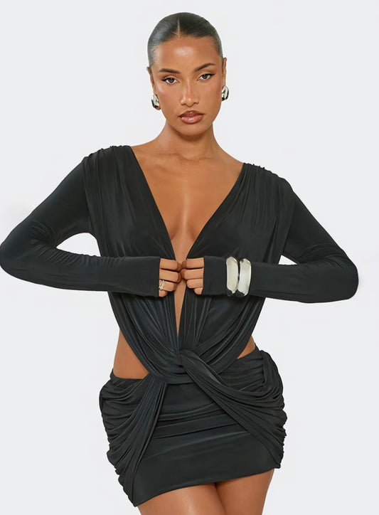 “Twisted Temptation” Black Dress