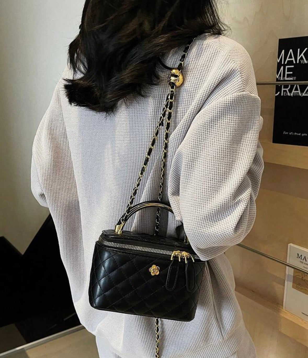 “Harlem Square” Black Handbag