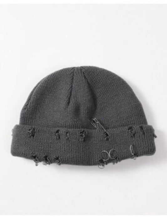 “Stitch Knit” Grey Beanie