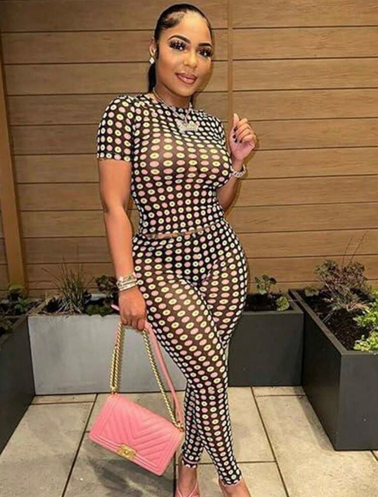 “Bubble Gum” Black 2 Piece Set