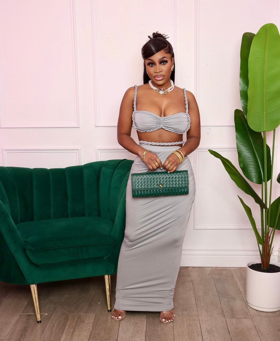 “Twist & Turns” Grey 2 Piece Set