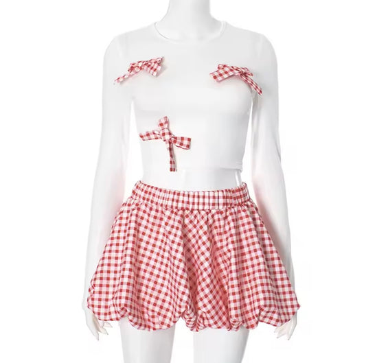 “Bow Bone”Red 2 Piece Set