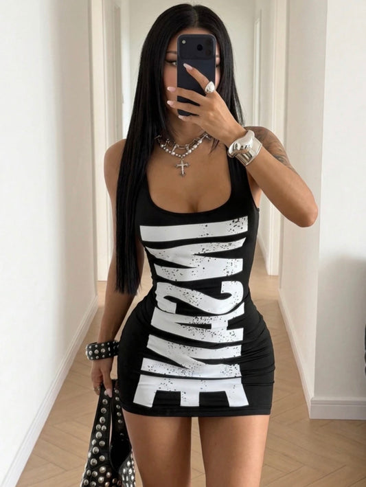 “Bad Girl Energy” Black Tank Top Dress