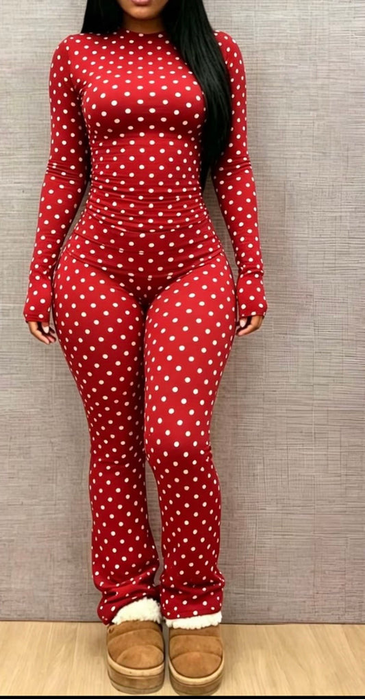 “Prissy Polka” Red 2 Piece Set