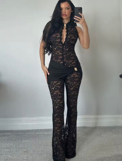 “Lexi Lace” White Jumpsuit