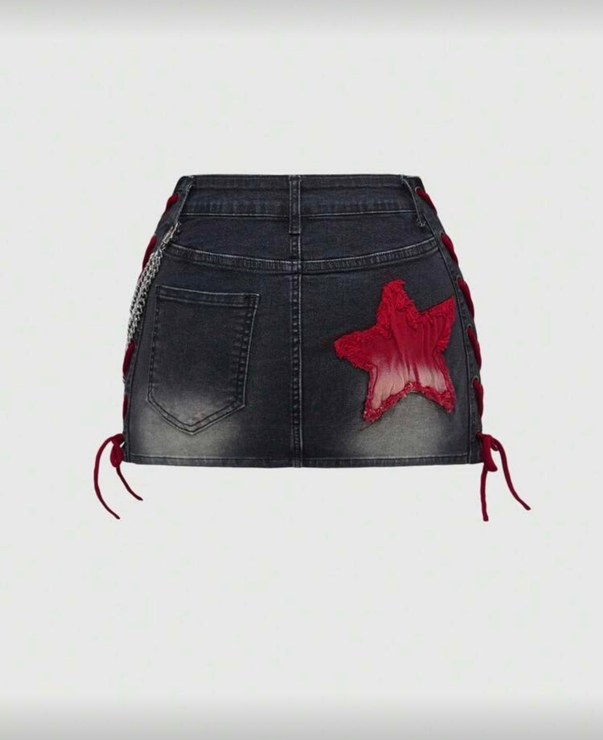 “Flick Star” Red Denim Skirt
