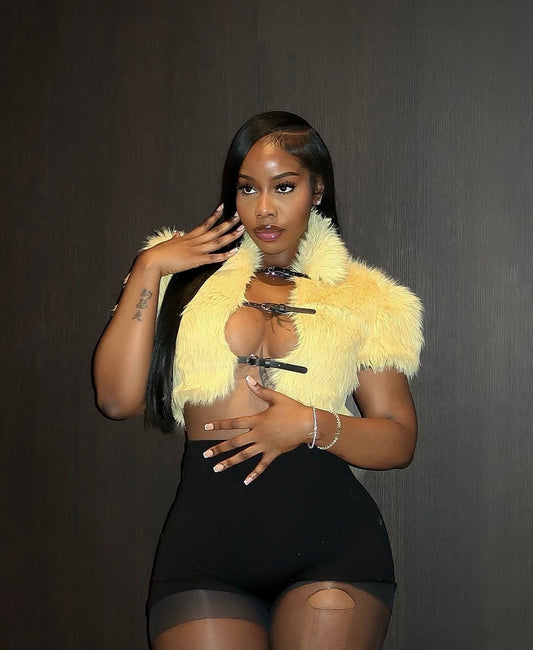 “Rackley” Yellow Furr Vest