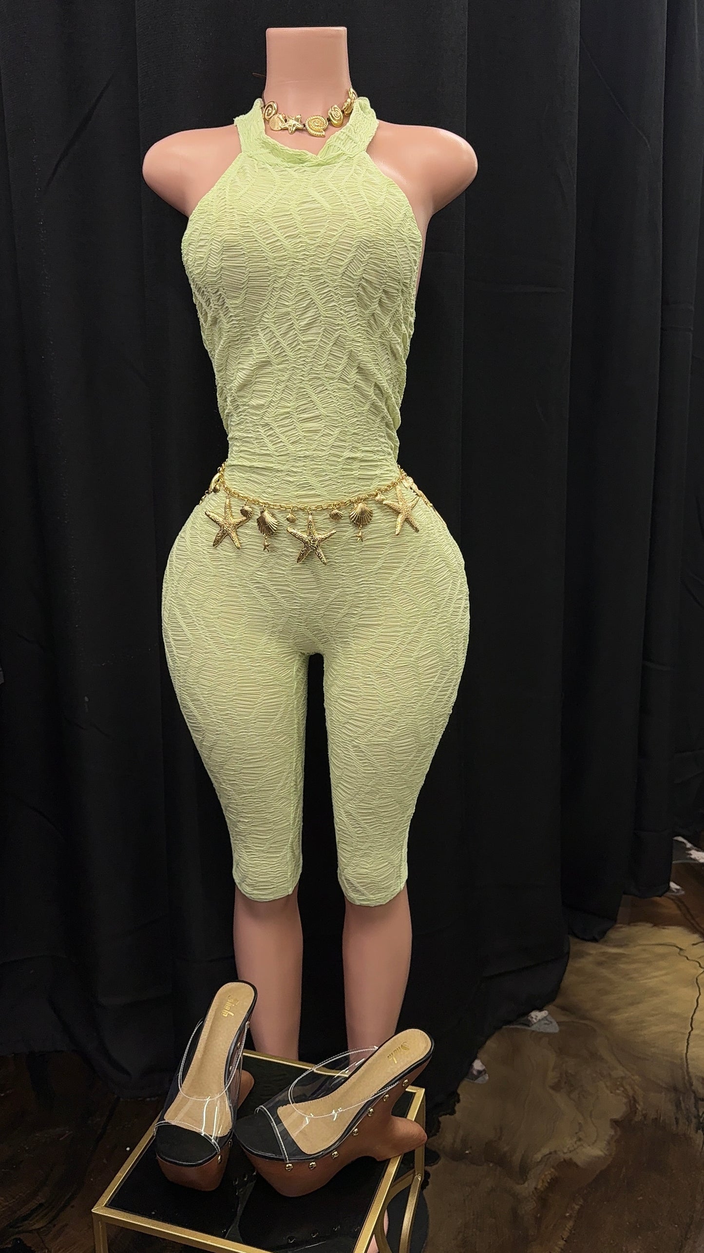 “Pyramid” Green Romper