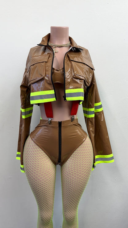 “Ring The Alarm” Brown 4 Piece Costume Set