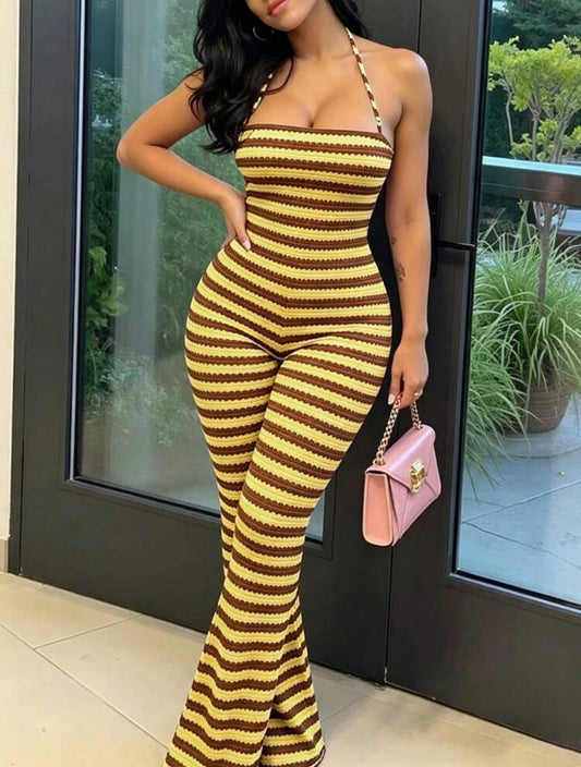 “Smoking Stripes” Yellow Jumpsuit
