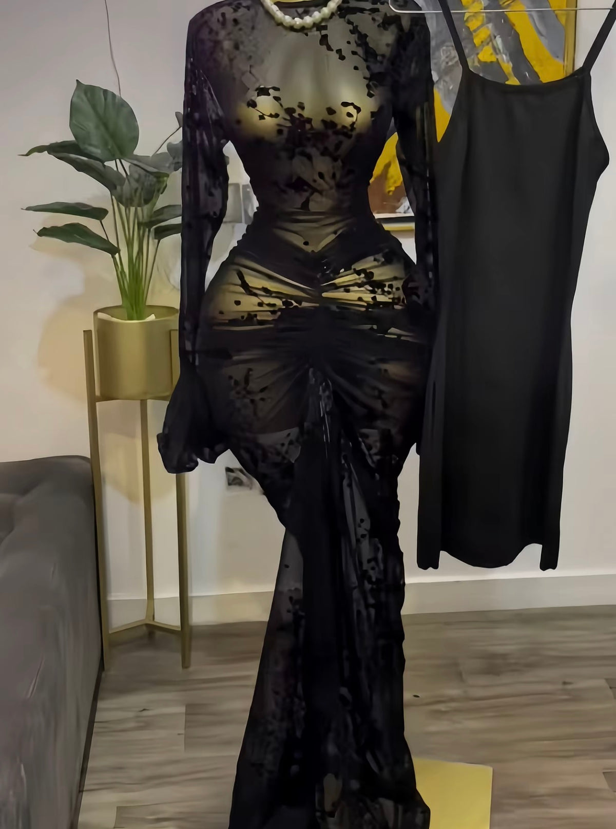 “Midnight Bloom” Black Dress