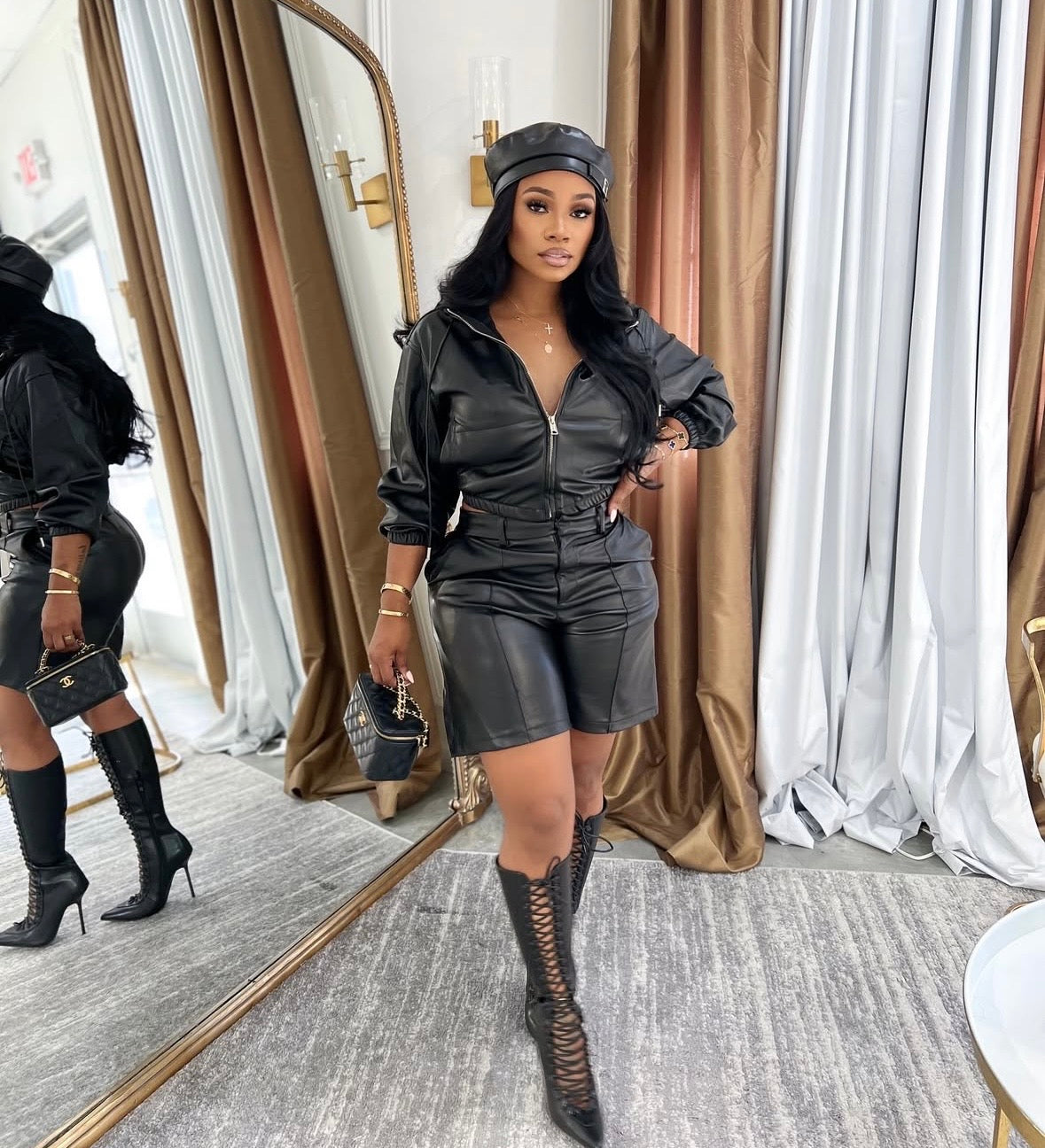 “London” Black Leather 2 Piece Set