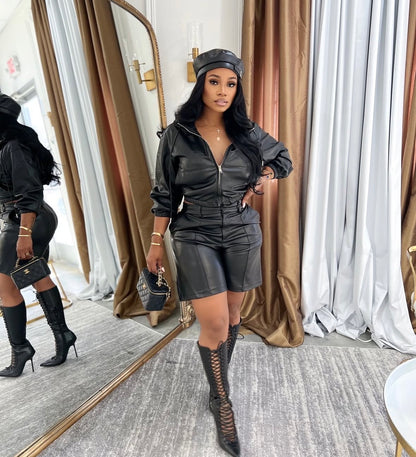 “London” Black Leather 2 Piece Set