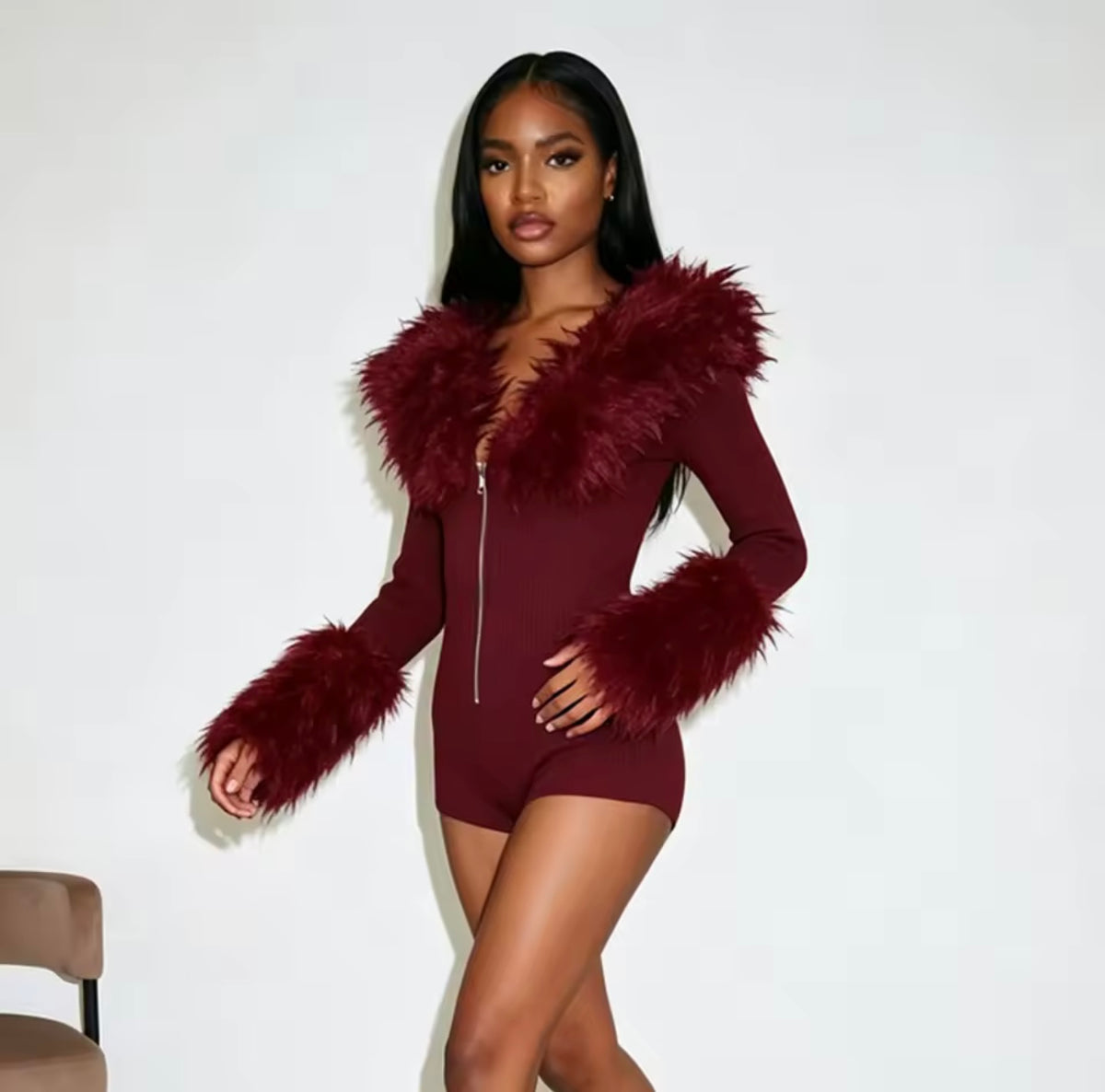 “Furr The Attention” Black Romper