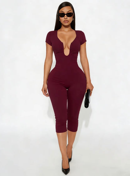 “Deep Intentions” Burgundy Romper
