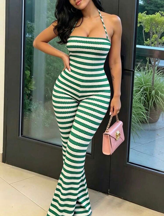 “Smoking Stripes” Green Jumpsuit