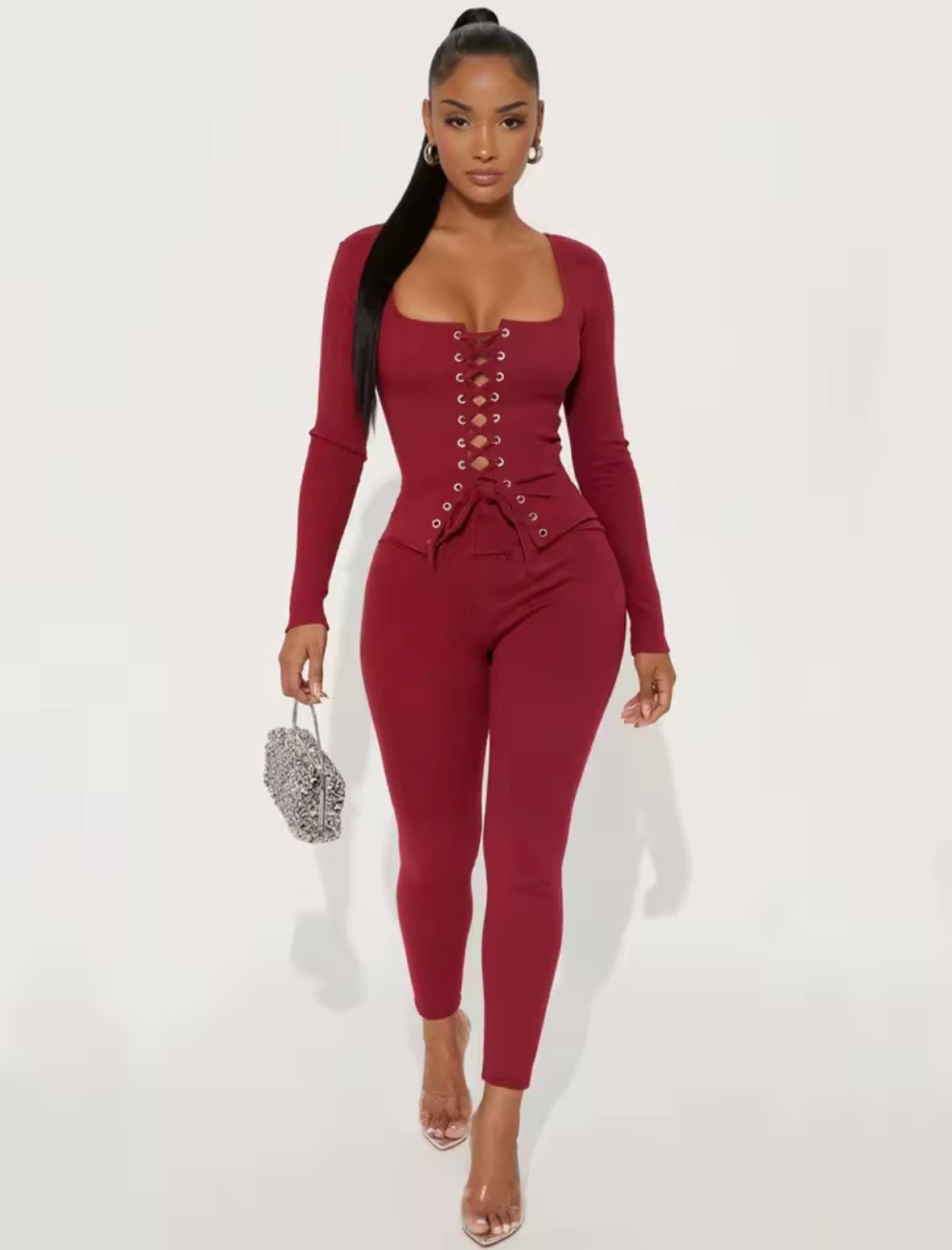 “Little Miss” Burgundy 2 Piece Set