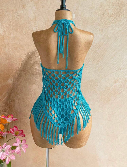 “Tassle Turks” Blue 3 Piece Swimsuit