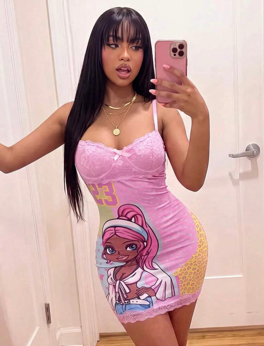 “Barb Lace” Pink Dress
