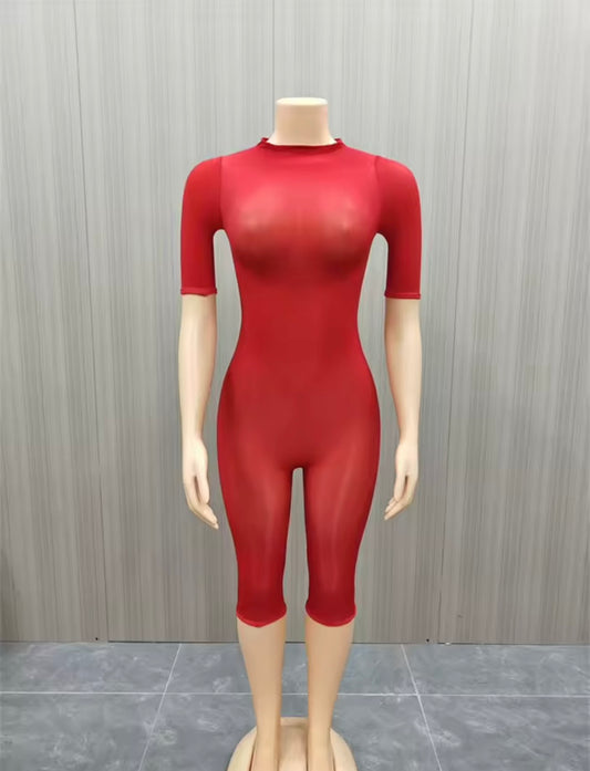 “Flex Mami” Red Romper