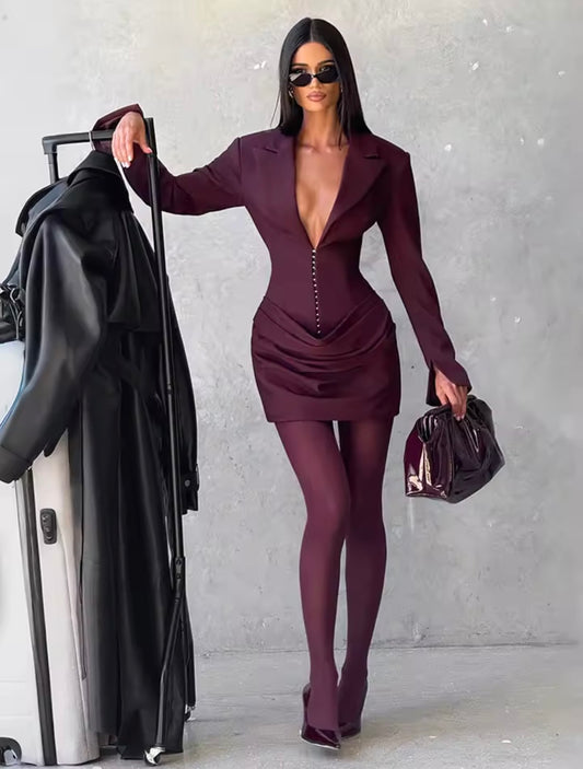 “Champagne Tower” Plum Dress