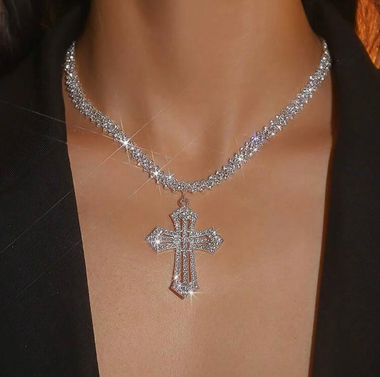 “Cross Him” Diamond Necklace