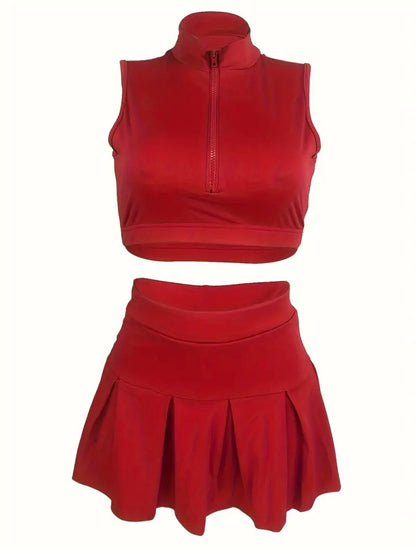“Tiana” Red Tennis Skort Set