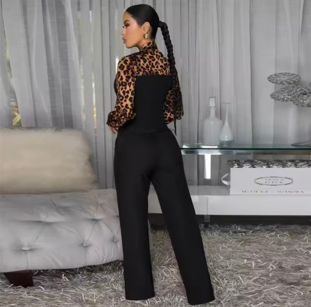 “Leo Leopard” Black Jumpsuit