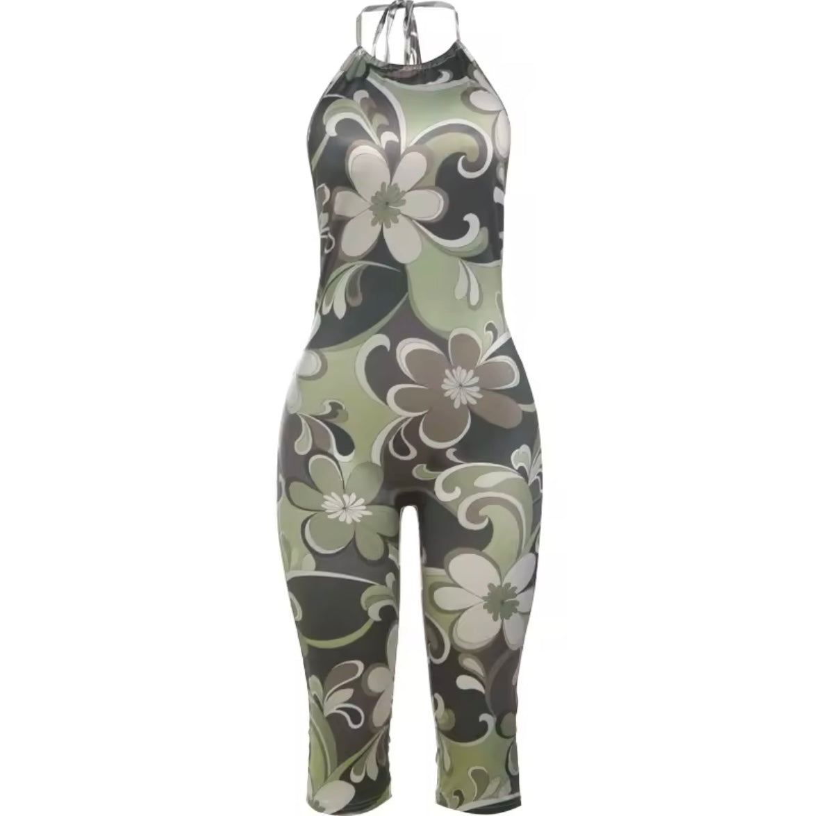 “Lilac Flower” Green Romper