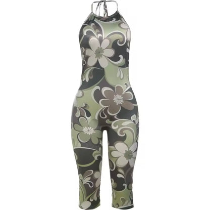 “Lilac Flower” Green Romper